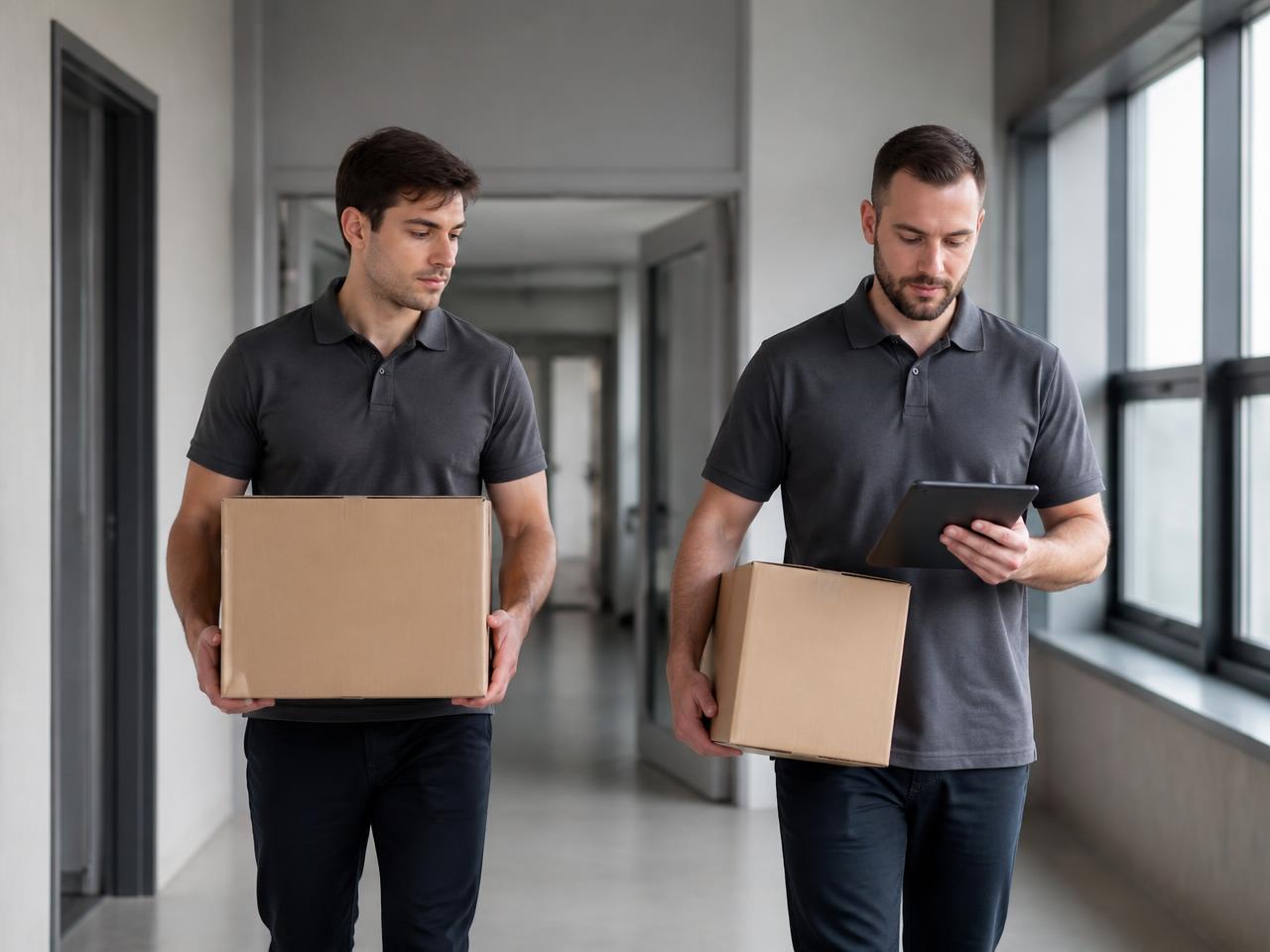 Räumungsteam beim Abtransport von Mobiliar aus einem Gewerbeobjekt